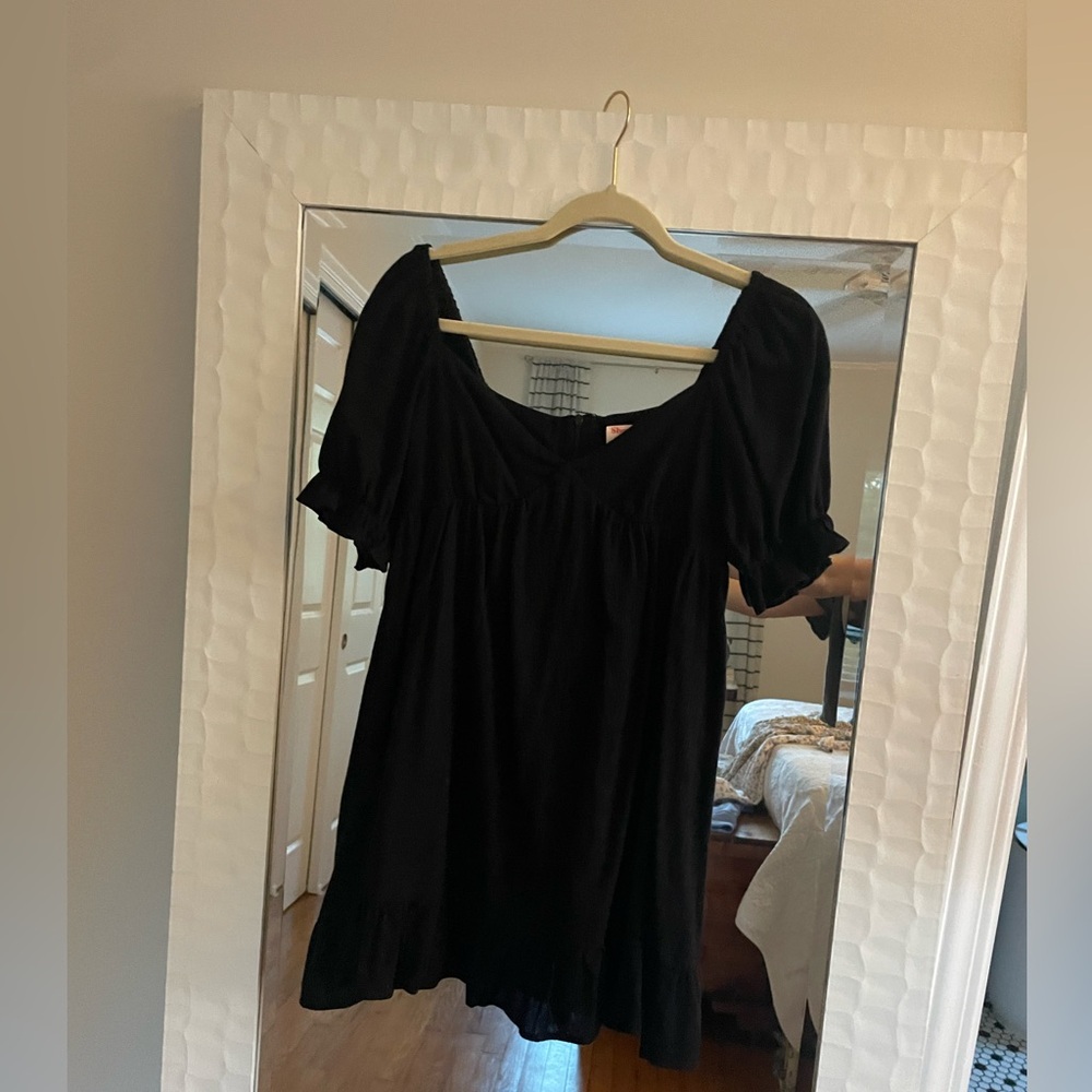 Black Mini Babydoll Dress Puff Sleeve Showpo
